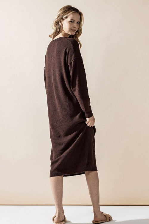 Comfy Button-front Soft Sweater Kint Midi Dress