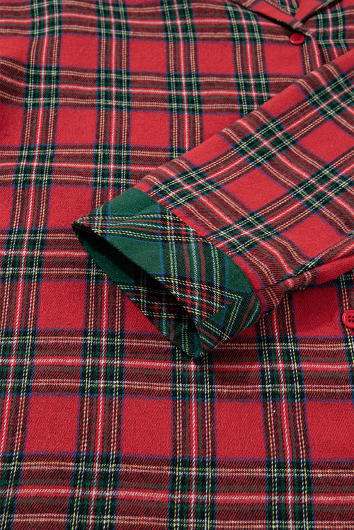Plus Size Christmas Plaid Shirt and Shorts Pajama Set