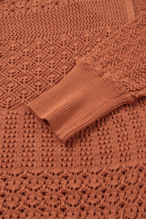 Plus Size Solid Pointelle Knit Open Front Cardigan