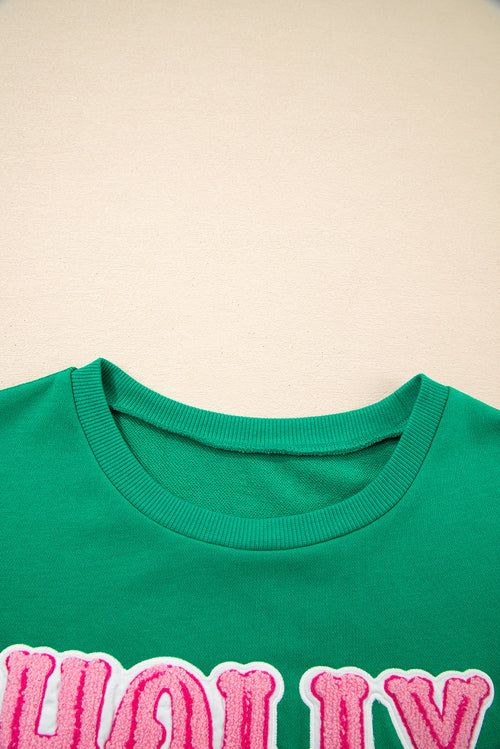 Christmas HOLLY JOLLY Towel Embroidered Holiday Sweatshirt