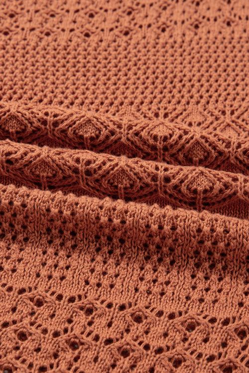 Plus Size Solid Pointelle Knit Open Front Cardigan