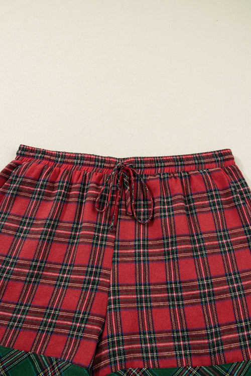 Plus Size Christmas Plaid Shirt and Shorts Pajama Set