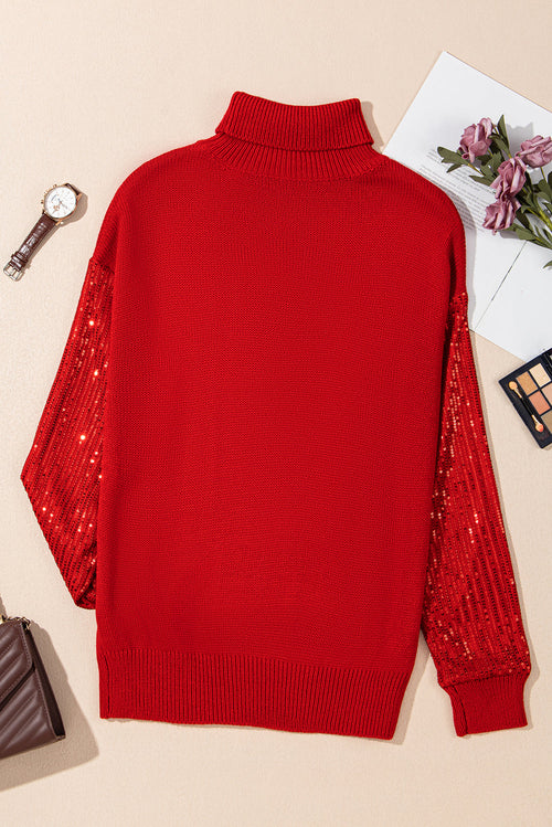 Christmas Merry Sequin Turtleneck Sweater